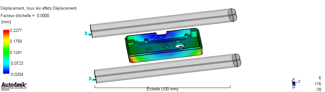 Animation de simulation du gauchissement d’une pièce injectée